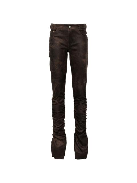 MISBHV cracked-effect ruched trousers