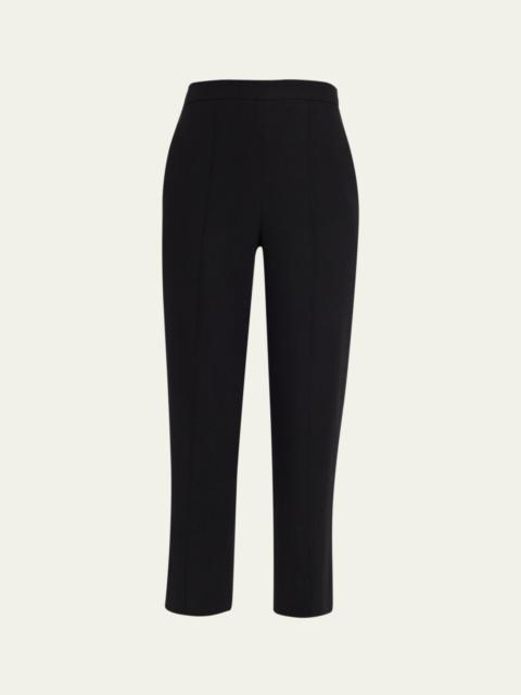 Brushed Wool Mid-Rise Straight-Leg Pull-On Pants