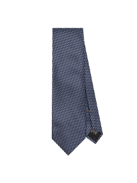 check patterned-jacquard silk tie