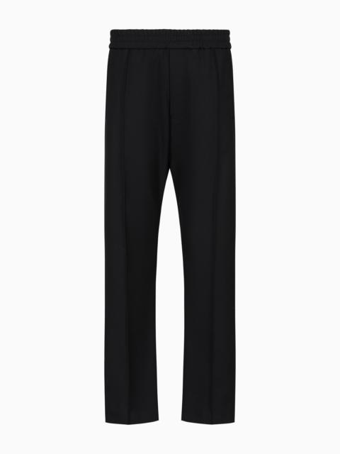 EMPORIO ARMANI Compact granular virgin-wool elasticated-waist trousers