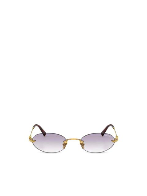 Miu Miu A54S Oval Sunglasses WMNS "Pale Gold - Clear Gradient Dark Grey"