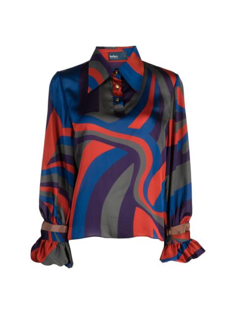 abstract-pattern long-sleeve blouse