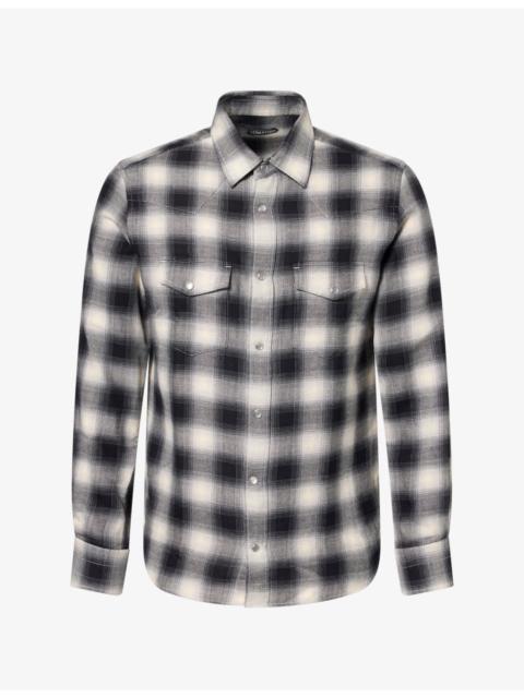TOM FORD Slim-Fit Western Check Cotton And Cashmere Shirt