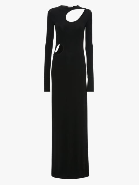 Cut-Out Jersey Floor-Length Dress In Black