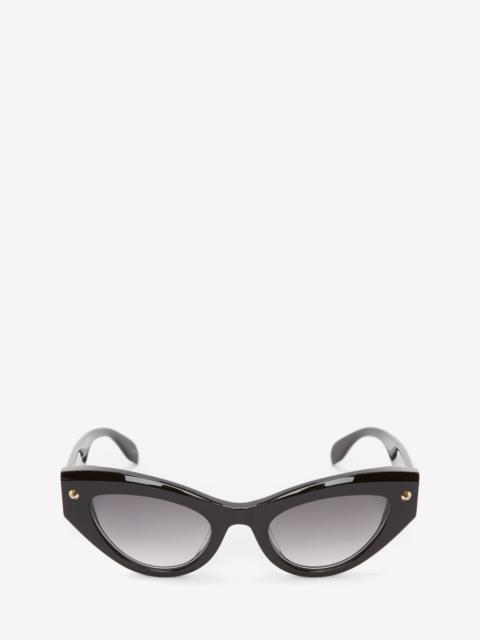 Alexander McQueen Women's Spike Studs Cat-eye Sunglasses in Black