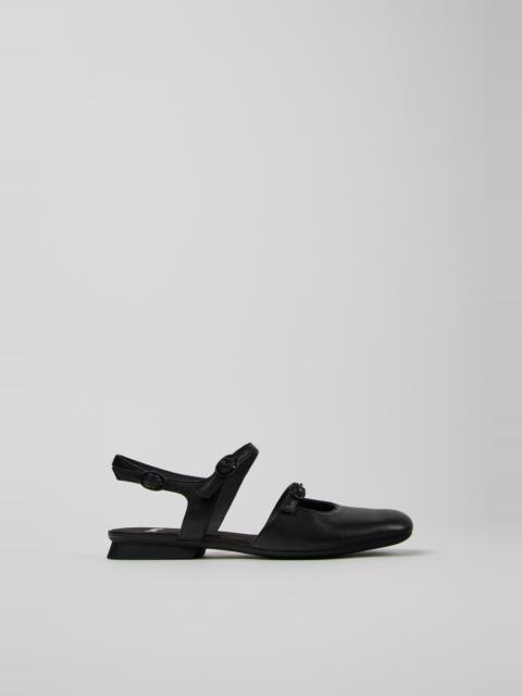 CAMPER Casi Myra Black Leather Semi-Open Shoes for Women.