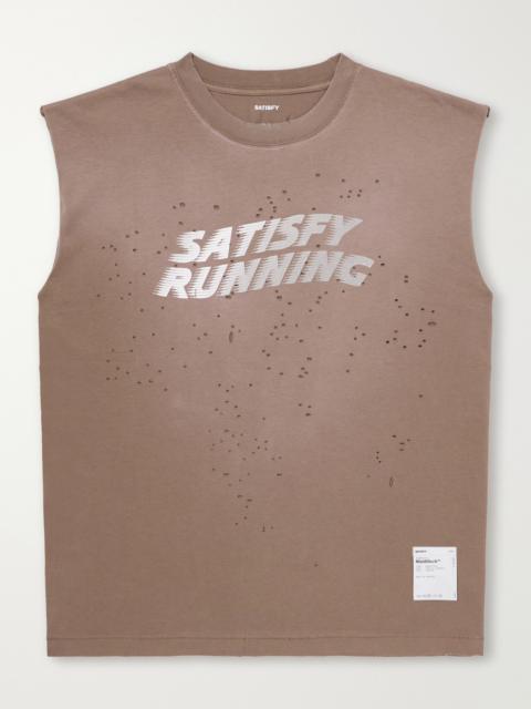 SATISFY Distressed Logo-Print MothTech™ Organic Cotton-Jersey Tank Top