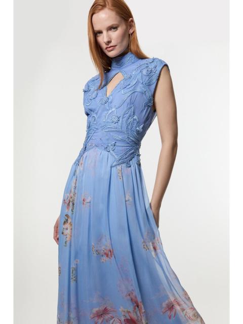 KAREN MILLEN Floral Applique Lace Maxi Dress