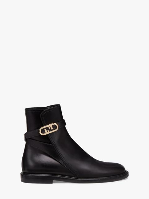 FENDI Black leather low-heel boots
