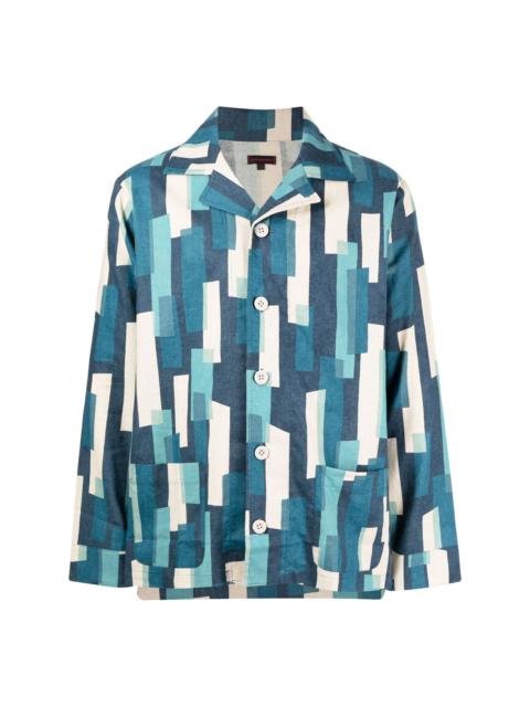 geometric-print button-up shirt