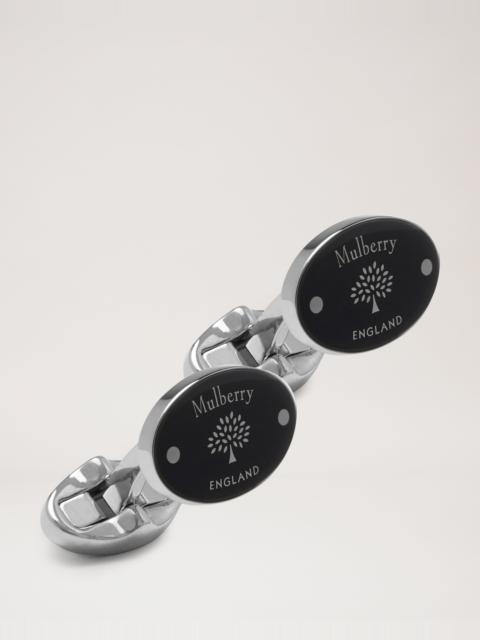 Mulberry Oval Tree and Rivet Cufflinks
Black Enamel