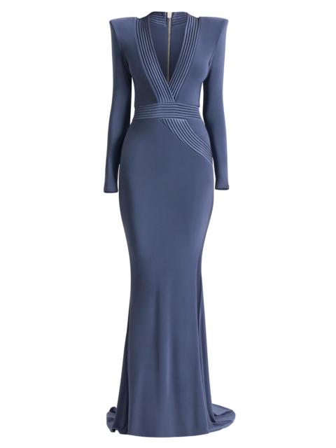 ZHIVAGO Women's Battle Lines The Heiress V-Neck Gown - Grey