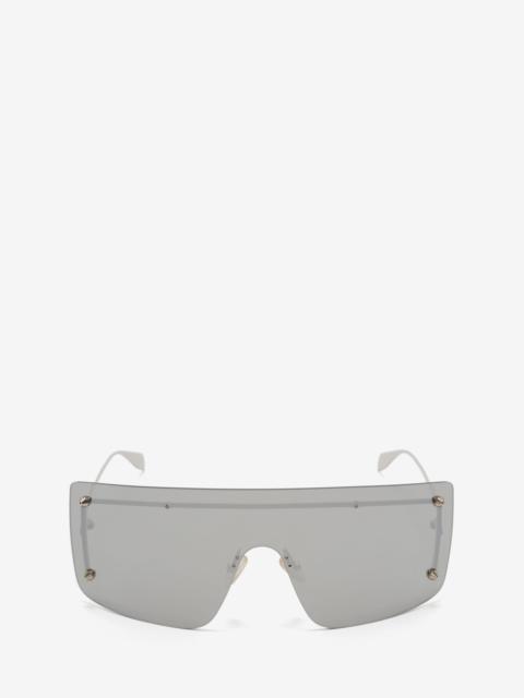 Alexander McQueen Spike Studs Mask Sunglasses in Silver