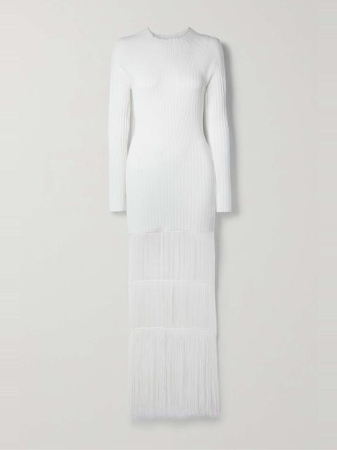 KHAITE Cedar fringed ribbed-knit maxi dress