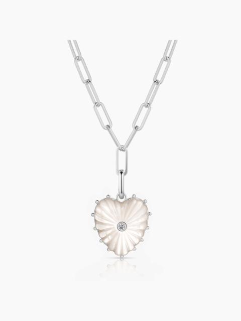 THATCH Malene Silver Mother Of Pearl Heart Clip Necklace
