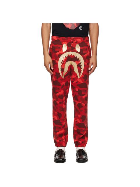 Red Color Camo Shark Sweatpants