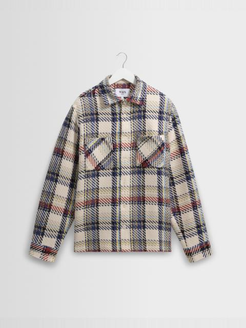 Wax London Whiting - Ecru And Multicolour Jazz Weave Overshirt