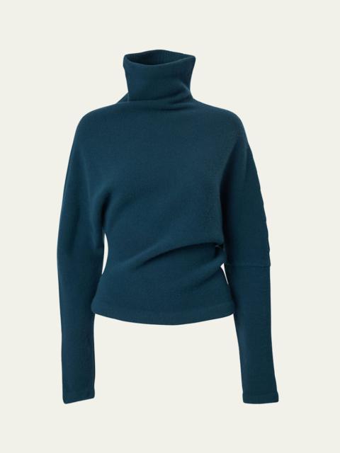 CAROLINA HERRERA Asymmetric Turtleneck Wool-Cashmere Sweater