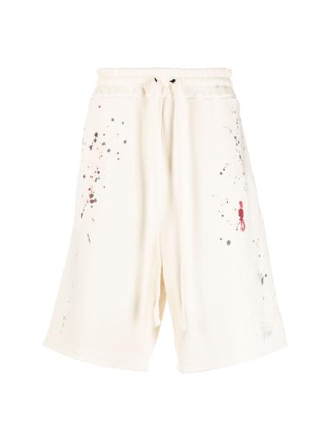 Studio paint-splatter cotton track shorts