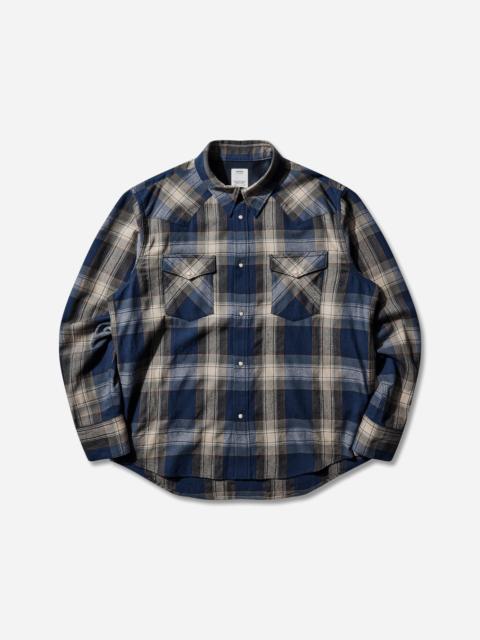 visvim Men's Four Corners Longsleeve Shirt Blue