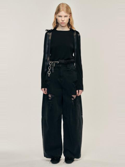 Simone Rocha Embellished Wide Leg Puddle Jeans