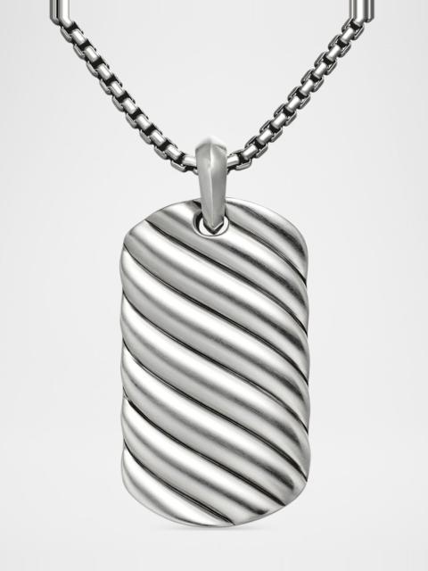 DAVID YURMAN Men's Sculpted Cable Tag Pendant in Silver, 42mm