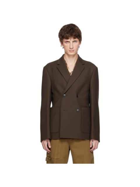Dries Van Noten Brown Boxy Wool Blazer