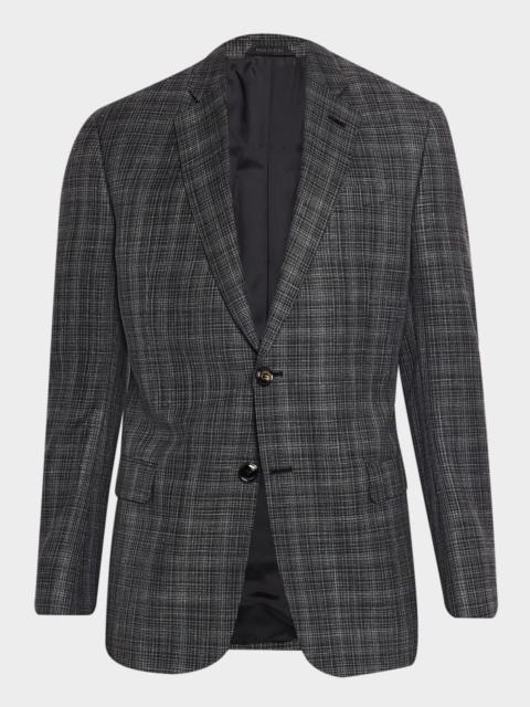 EMPORIO ARMANI Men's Wool, Silk and Linen Plaid Sport Coat