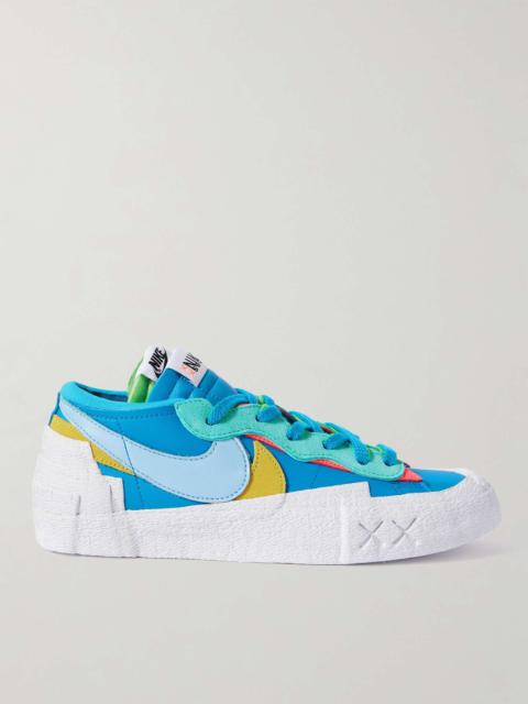 + Sacai + KAWS Blazer Low Colour-Block Suede-Trimmed Leather Sneakers