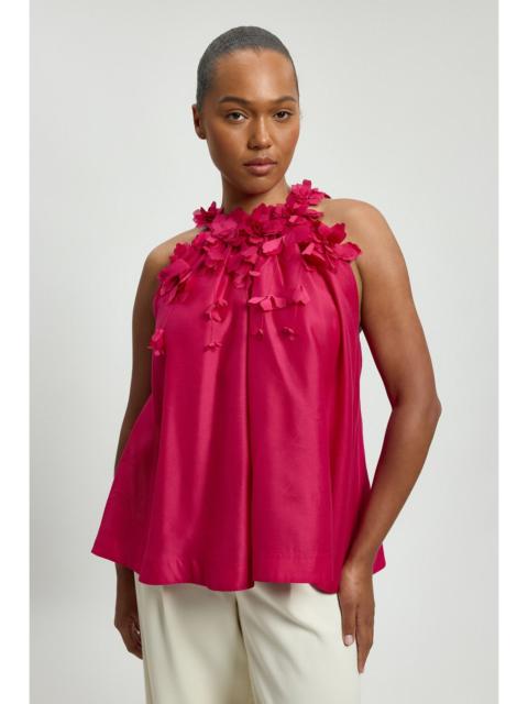 KAREN MILLEN Plus Size Floral Applique Woven Halter Woven Blouse