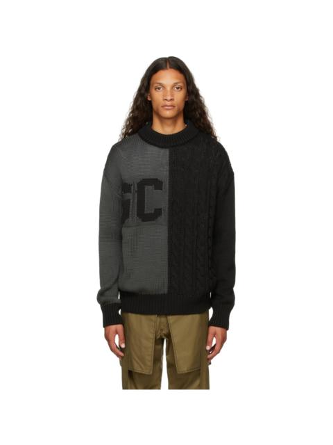GCDS Black Cable Knit Logo Sweater