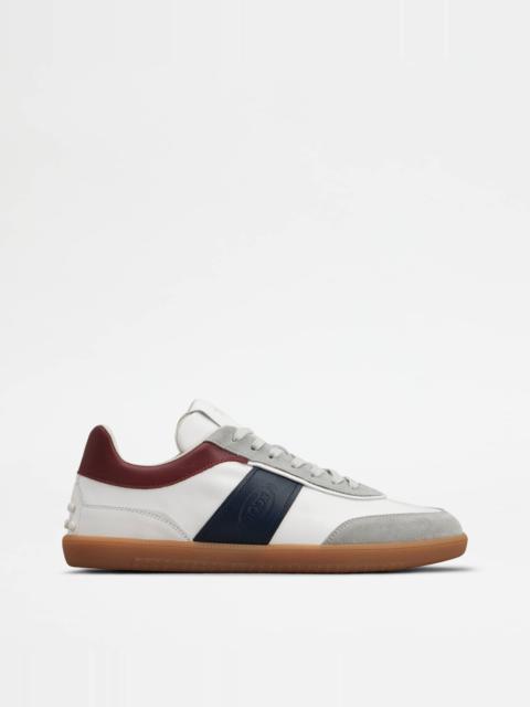 TOD'S TABS SNEAKERS IN SUEDE - WHITE, BLUE, BURGUNDY