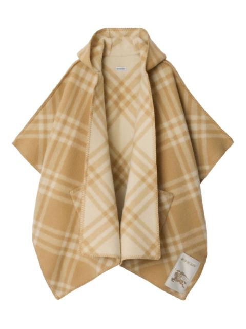 Burberry hooded check wool cape