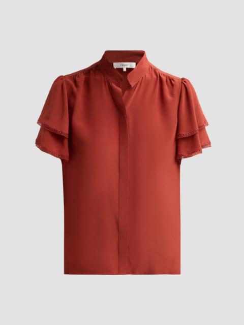 FRAME Women's Arcadia Silk Short-Sleeve Top - Paprika
