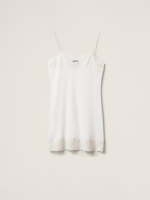 Miu Miu Ribbed jersey and lace dress