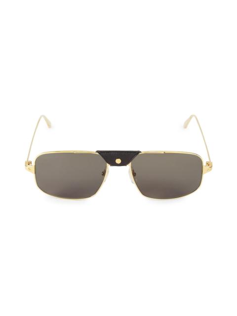 Cartier Men's 60MM Square Browline Sunglasses - Gold