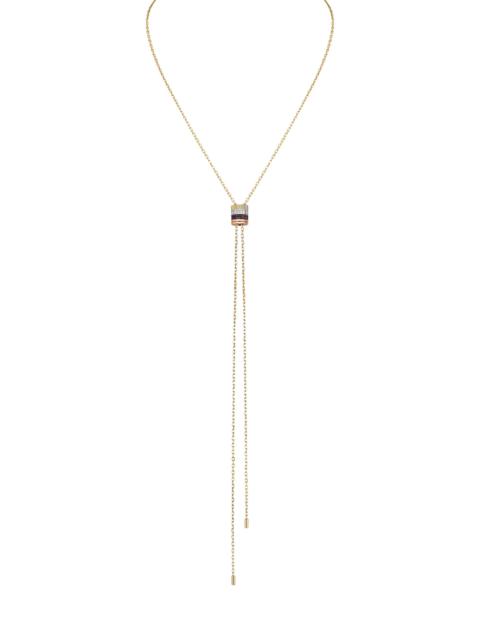 Boucheron Women's Quatre Classique 18K Tri-Tone Gold, Brown PVD & Diamond Pendant Bolo Necklace - Yellow White