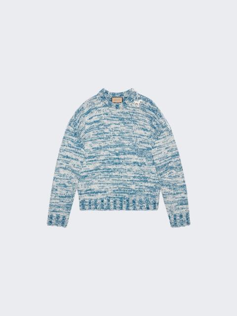GUCCI Knit Wool Sweater Ivory And Azure