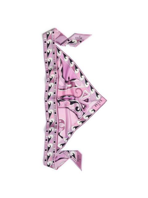 Orchidee-print silk scarf