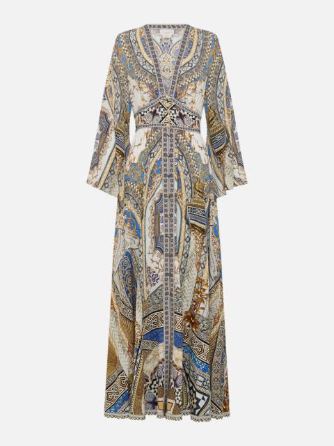 CAMILLA KIMONO SLEEVE DRESS WITH SHIRRING DETAIL