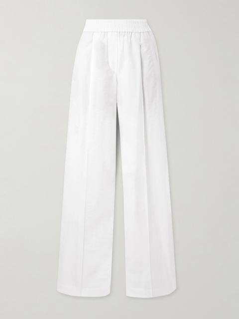 Brunello Cucinelli Pleated Cotton-blend Twill Wide-leg Pants