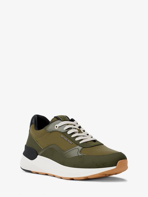 MICHAEL KORS Trevor Leather and Corded Twill Trainer