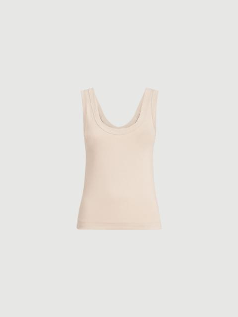 Brunello Cucinelli Stretch cotton ribbed jersey top with monili