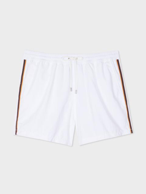 Paul Smith White Swim Shorts With 'Artist Stripe' Trim