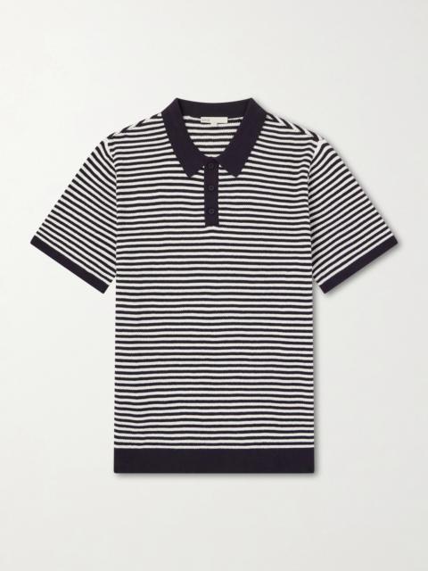 onia Striped Textured-Cotton Polo Shirt