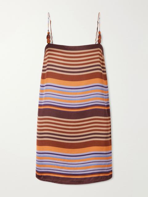 FAITHFULL Estrella embellished striped crepe mini dress Multi