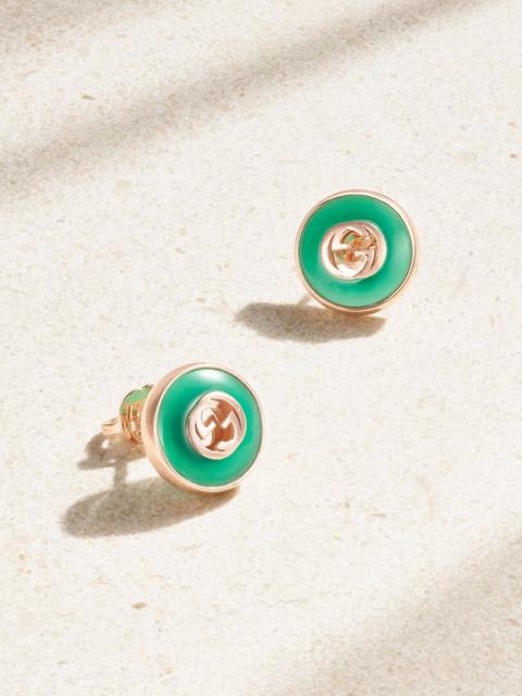 18-karat rose gold agate earrings Green