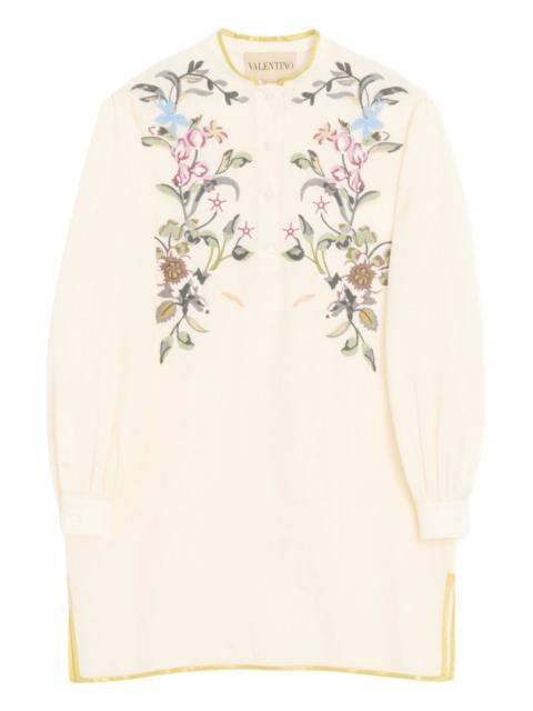 Valentino floral-embroidered linen mini dress