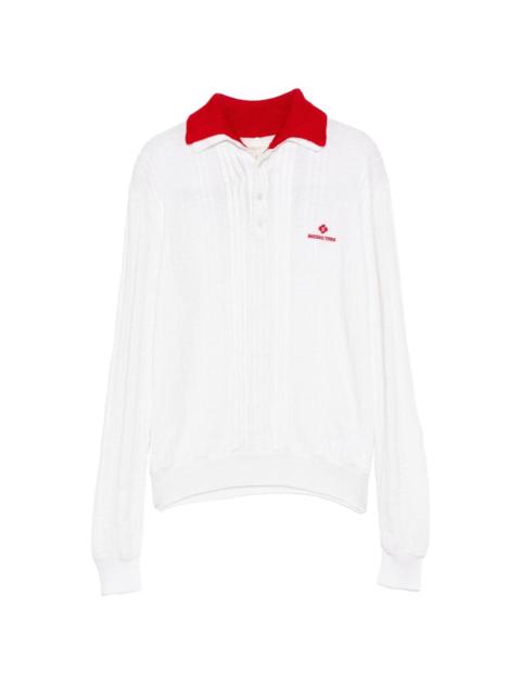 SHUSHU/TONG contrast-collar knitted polo top