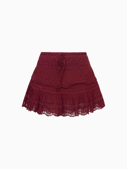 LoveShackFancy Delphie Cotton Lace-Detailed Mini Skirt